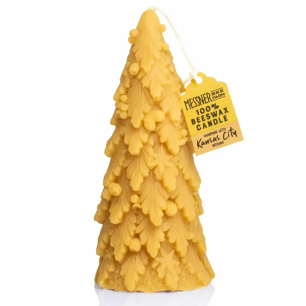Decorated Christmas Tree - 100% Beeswax Candle - Handmade