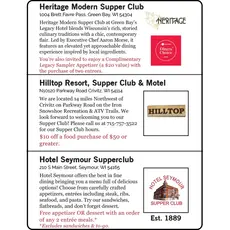 Venture Wisconsin Wisconsin Supper Clubs Passport (2026)