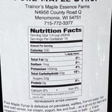 Trainor's Maple Essence Farms Wisconsin Pure Maple Syrup - 1 Quart Glass