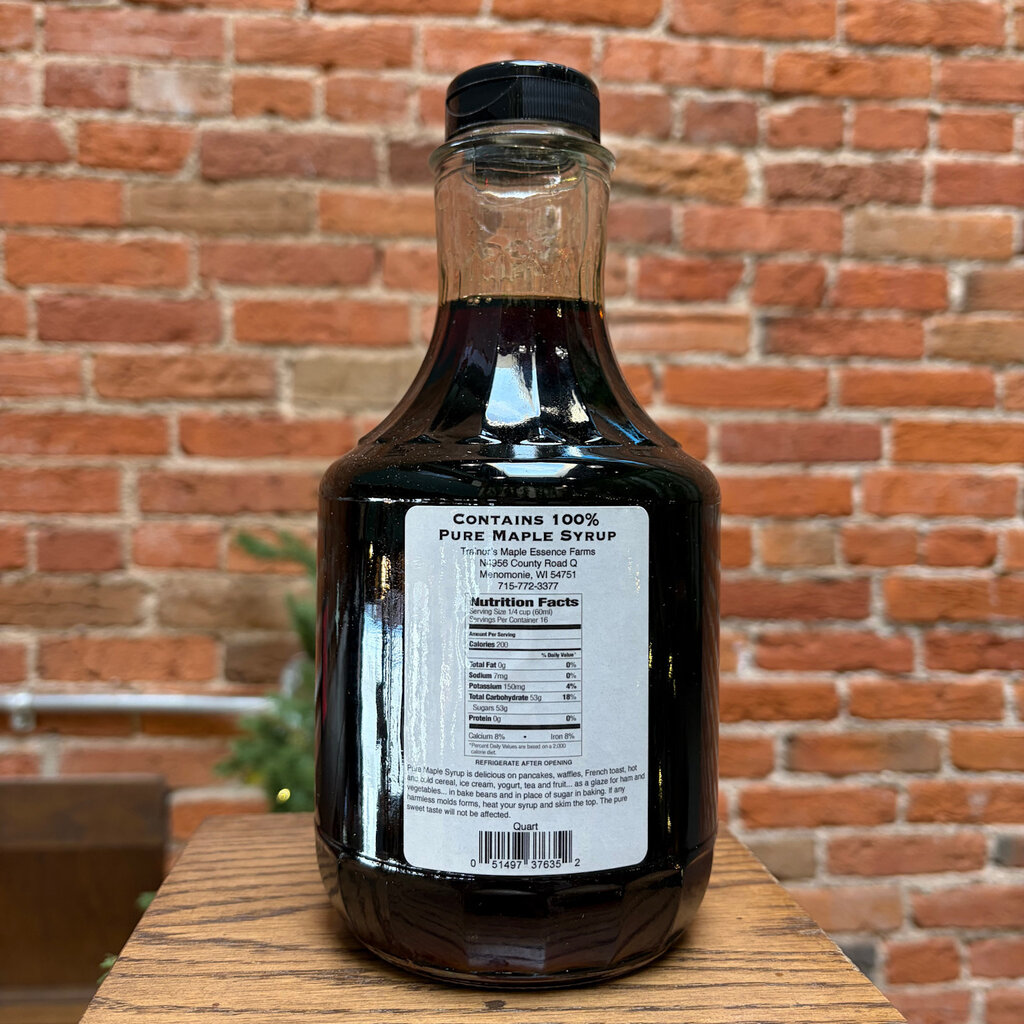 Trainor's Maple Essence Farms Wisconsin Pure Maple Syrup - 1 Quart Glass