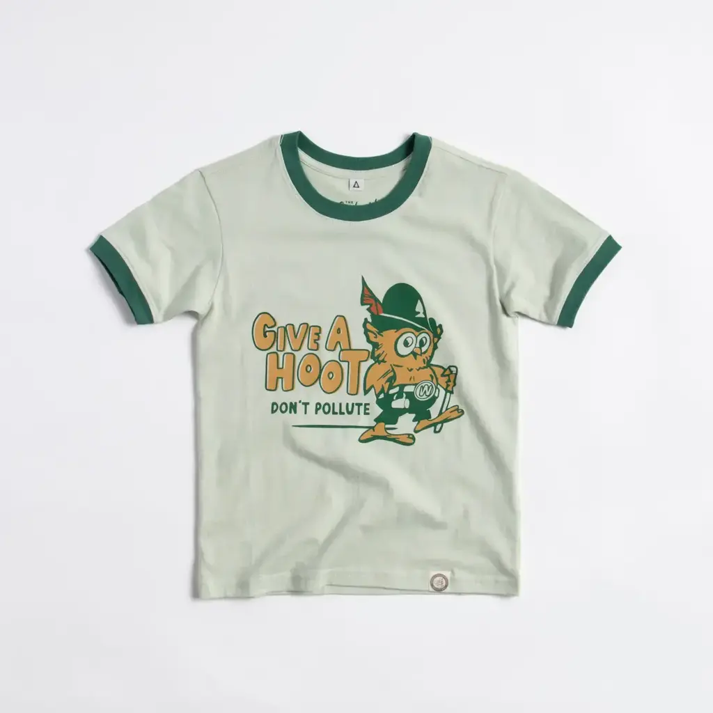 The Landmark Project Give A Hoot, Don't Pollute Youth Ringer Tee