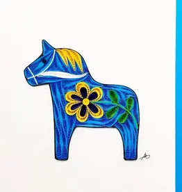 Iconic Quilling Quilling Greeting Card Blue Dala Horse