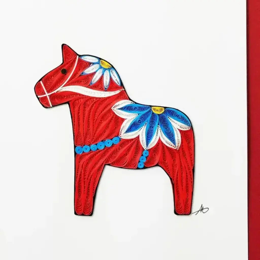 Iconic Quilling Quilling Greeting Card Red Dala Horse