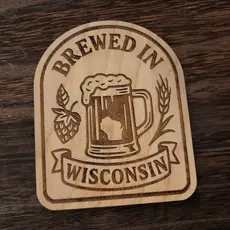 Ellie Joe Design Co. Wood Magnet - Brewed In Wisconsin
