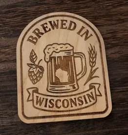 Ellie Joe Design Co. Wood Magnet - Brewed In Wisconsin