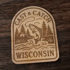 Ellie Joe Design Co. Wood Magnet - Cast & Catch Wisconsin
