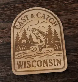 Ellie Joe Design Co. Wood Magnet - Cast & Catch Wisconsin
