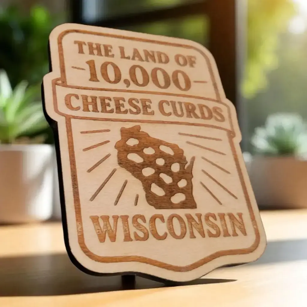 Ellie Joe Design Co. Wood Magnet - Wisconsin Land of 10,000 Cheese Curds