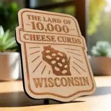 Ellie Joe Design Co. Wood Magnet - Wisconsin Land of 10,000 Cheese Curds