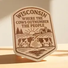 Ellie Joe Design Co. Wood Magnet - Wisconsin Where the Cows Outnumber the People