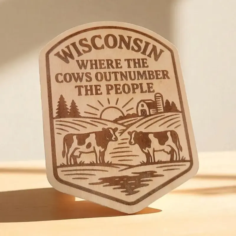 Ellie Joe Design Co. Copy of Wood Magnet - It’s Not Easy Being Cheesy Wisconsin