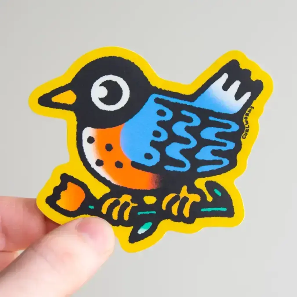 Curlworks American Robin with Tulip - Vinyl Sticker