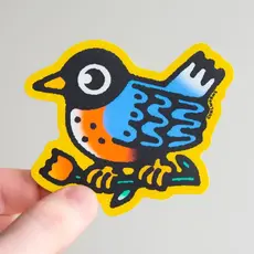 Curlworks American Robin with Tulip - Vinyl Sticker