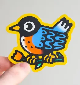 Curlworks American Robin with Tulip - Vinyl Sticker