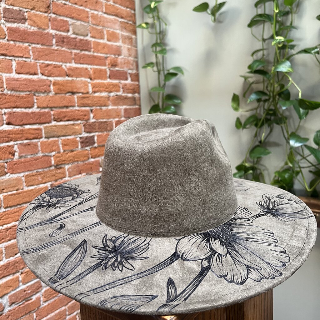 Crafty Little B Crafty Little B - Hand Burned Hat,  Green Wildflower