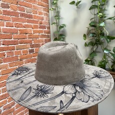 Crafty Little B Crafty Little B - Hand Burned Hat,  Green Wildflower