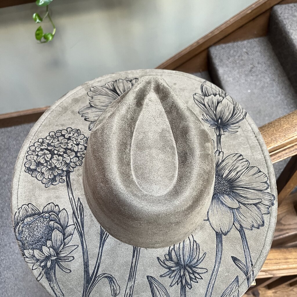 Crafty Little B Crafty Little B - Hand Burned Hat,  Green Wildflower