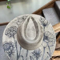 Crafty Little B Crafty Little B - Hand Burned Hat,  Green Wildflower