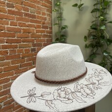 Crafty Little B Crafty Little B - Hand Burned Hat, Grey Dragonfly