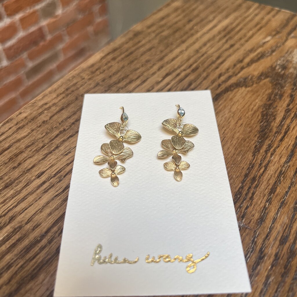 Helen Wang Jewelry Earrings - 24k Gold Swiss Blue Topaz Flowers
