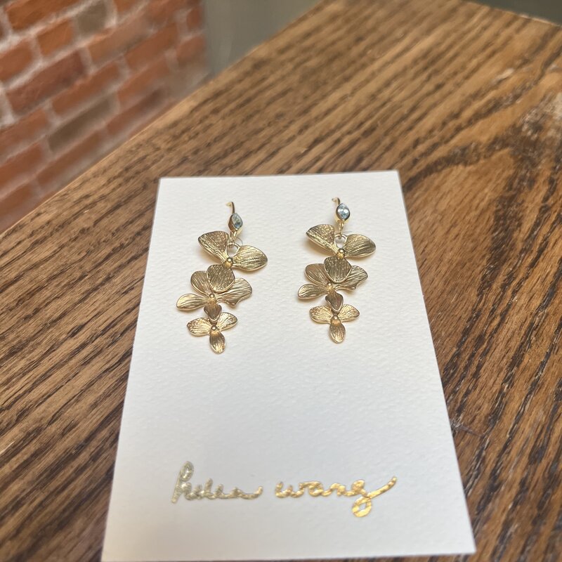Helen Wang Jewelry Earrings - 24k Gold Swiss Blue Topaz Flowers