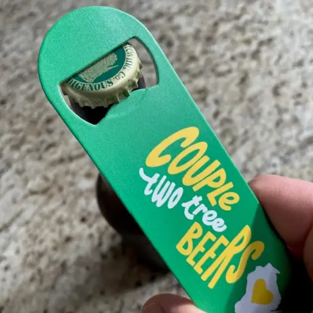 Flags Over Wisconsin Couple Two Tree Beers Pro Bottle Opener 7" Stainless Steel