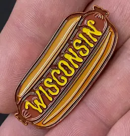 Flags Over Wisconsin Lapel Pin - Wisconsin Mustard Brat