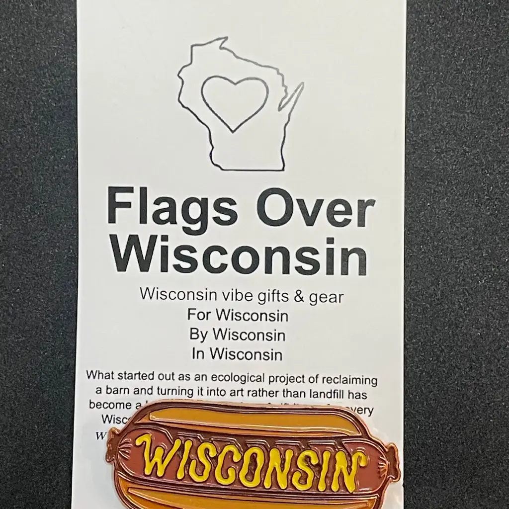 Flags Over Wisconsin Lapel Pin - Wisconsin Mustard Brat