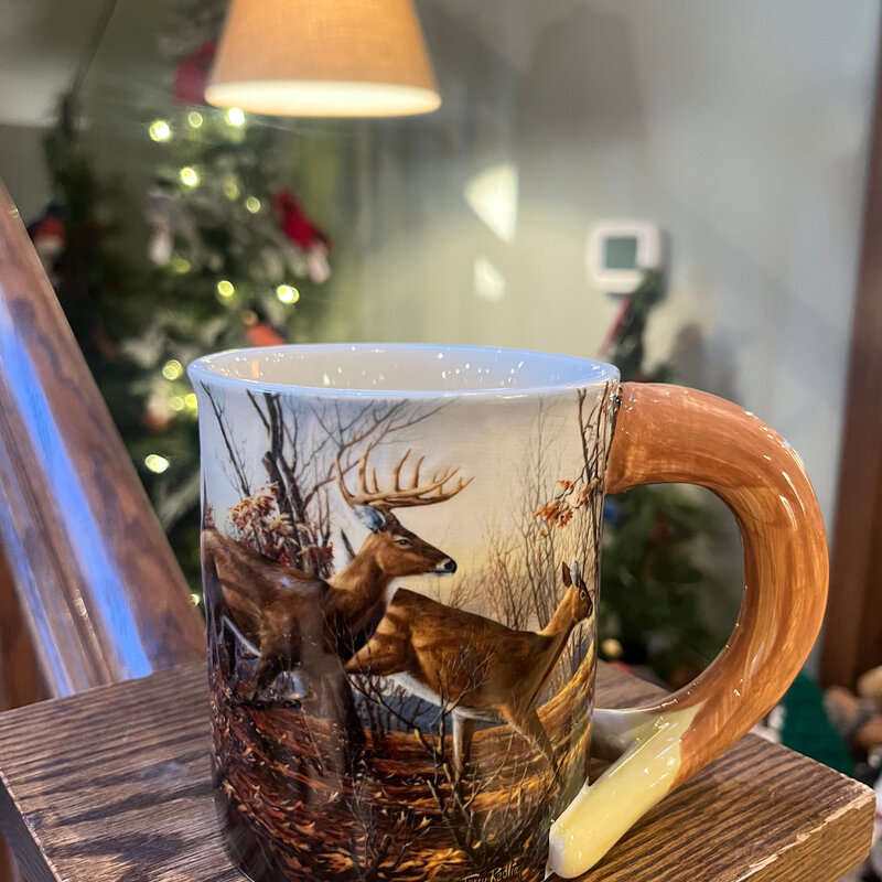Art Brand Studios Autumn Run White Tail Deer Sculpted Mug