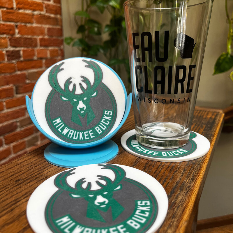 Dave West 3D Printed Milwaukee Bucks Coasters - Set of 4