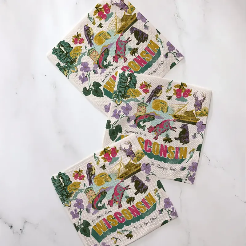 Geometry (Faire) Dishcloth Set - Greetings from Wisconsin