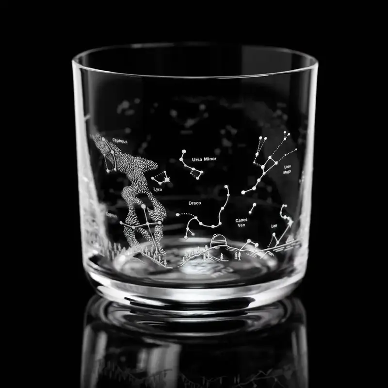 Cognitive Surplus Whiskey Glass - Night Sky Star Chart