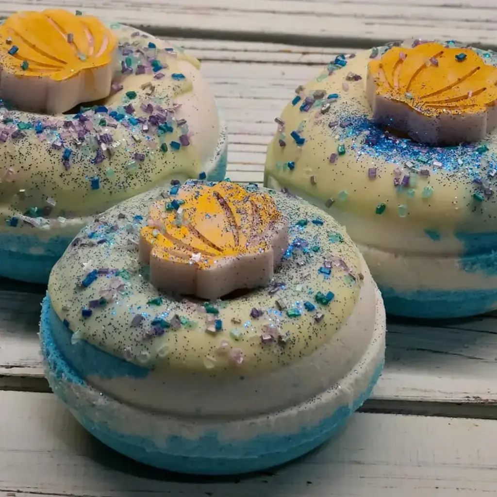 Handmade Natural Beauty Bath Bomb Donuts: Ocean Water