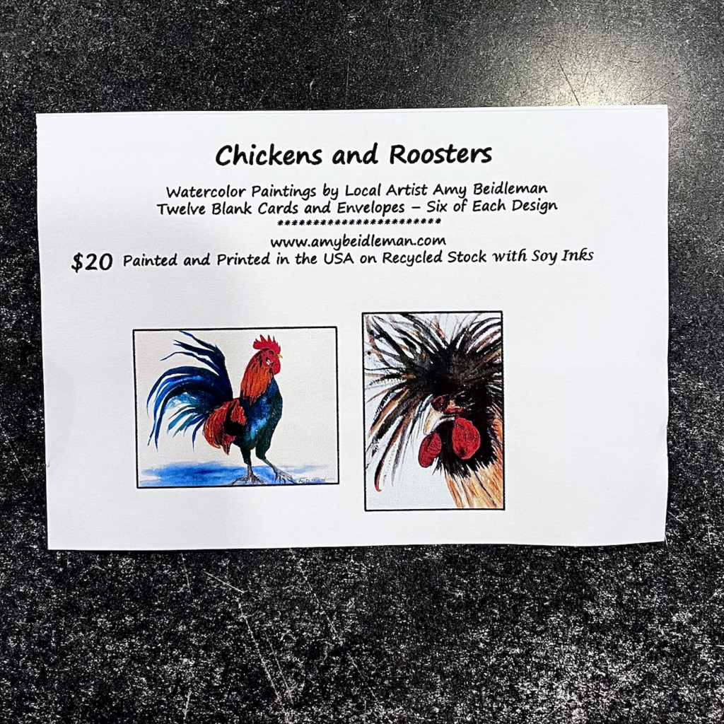 Amy Beidleman Chickens and Roosters Greeting Card Set - (Set of 12)