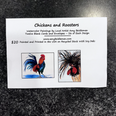 Amy Beidleman Chickens and Roosters Greeting Card Set - (Set of 12)