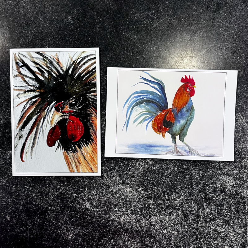 Amy Beidleman Chickens and Roosters Greeting Card Set - (Set of 12)