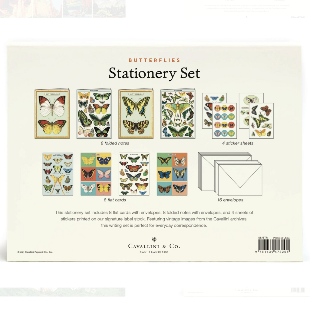 Cavallini Butterflies Stationery Set