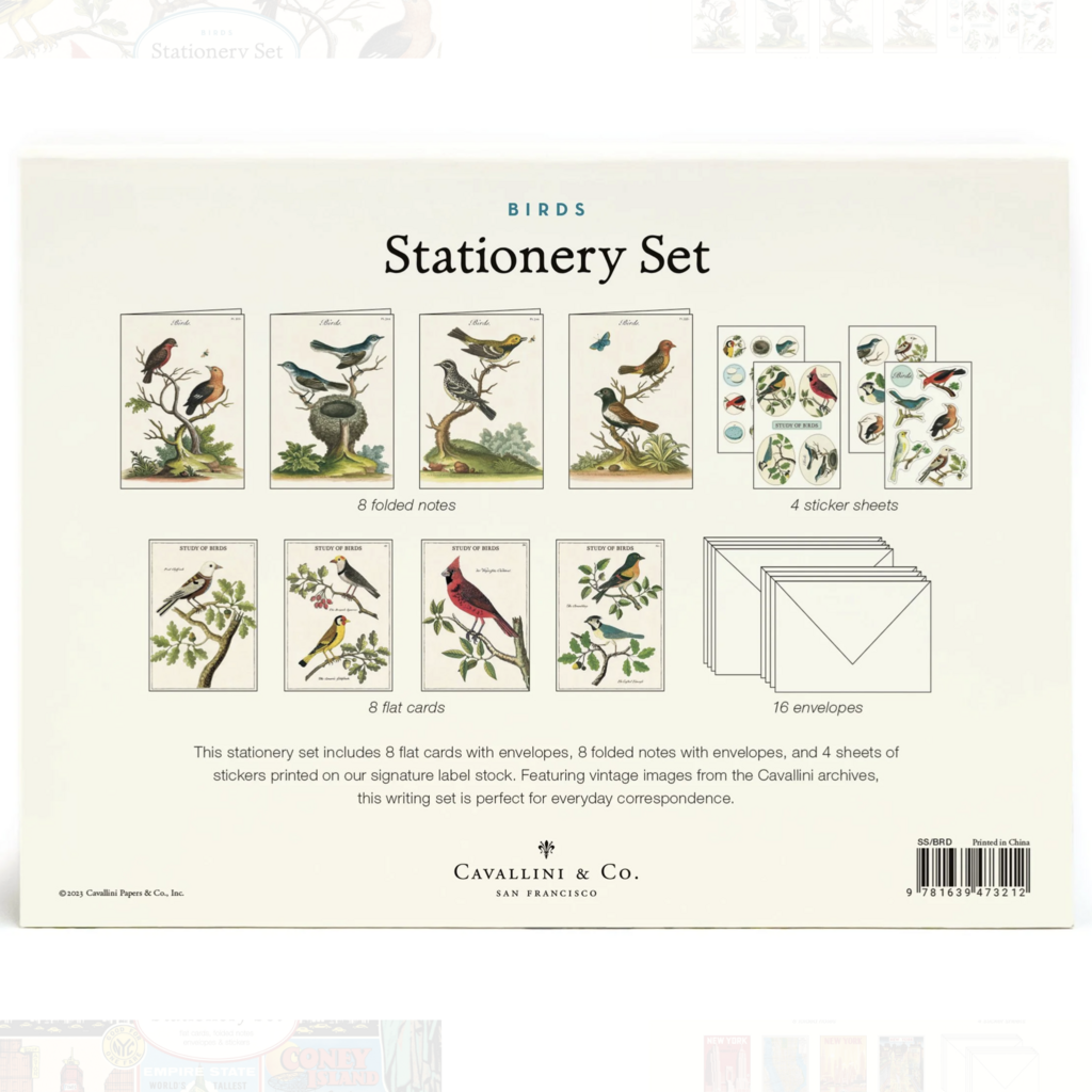Cavallini Birds Stationery Set