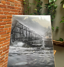 11 x 14 Snowy Phoenix Park Bridge and River at Night Print