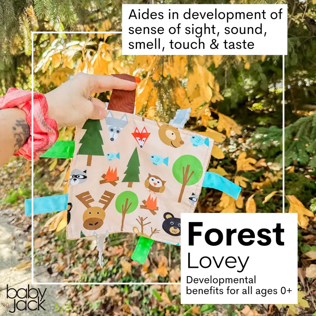 Baby Jack & Co. Forest Woodland Baby Crinkle Tag Square 8"x 8" Toy