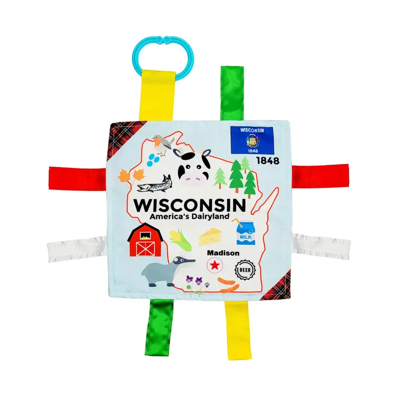 Baby Jack & Co. Wisconsin State Baby Crinkle Tag Square 8"x 8" Toy