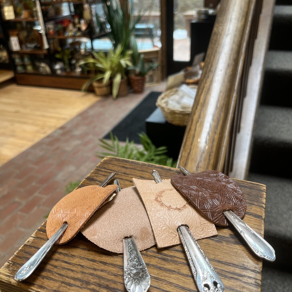 Pennyroyal Moon Silverware and Leather Hair Pin