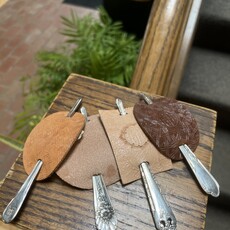 Pennyroyal Moon Silverware and Leather Hair Pin