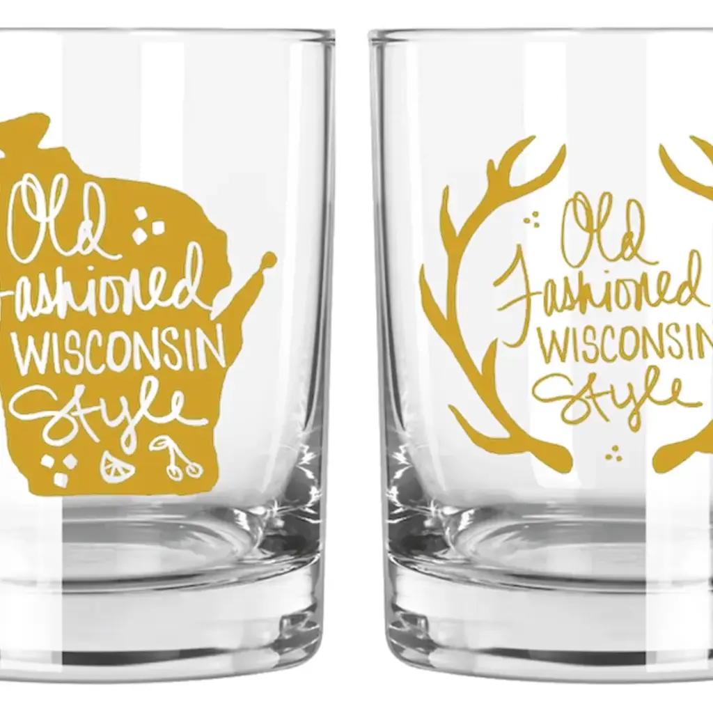 Jack & Joie Wisconsin Old Fashioned Glass (Gold)
