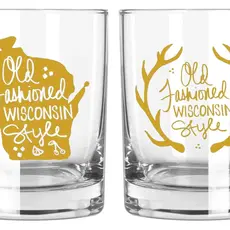 Jack & Joie Wisconsin Old Fashioned Glass (Gold)