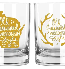 Jack & Joie Wisconsin Old Fashioned Glass (Gold)
