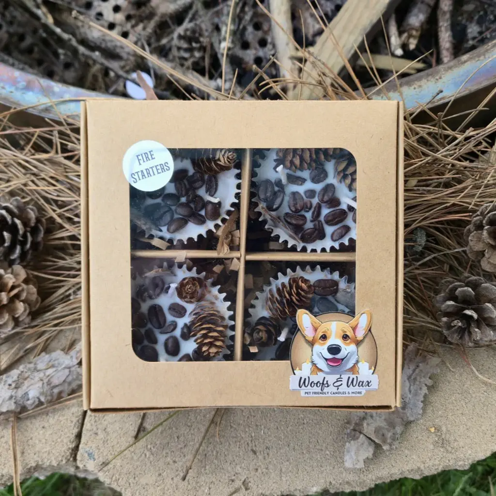 Woofs and Wax Fidos Firehouse Fire Starters 4 pc - Coffee Bean