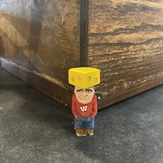 Denny Williams Mini Wood Carving - Wisconsin Badger Cheesehead