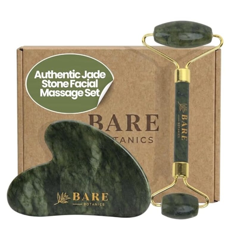 Bare Botanics Jade Gua Sha & Face Roller Set