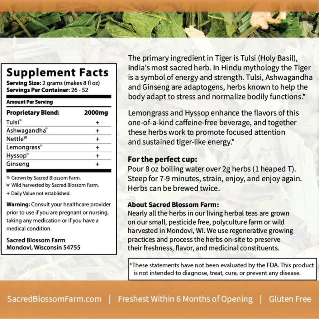 Sacred Blossom Farm Herbal Tea -Tiger
